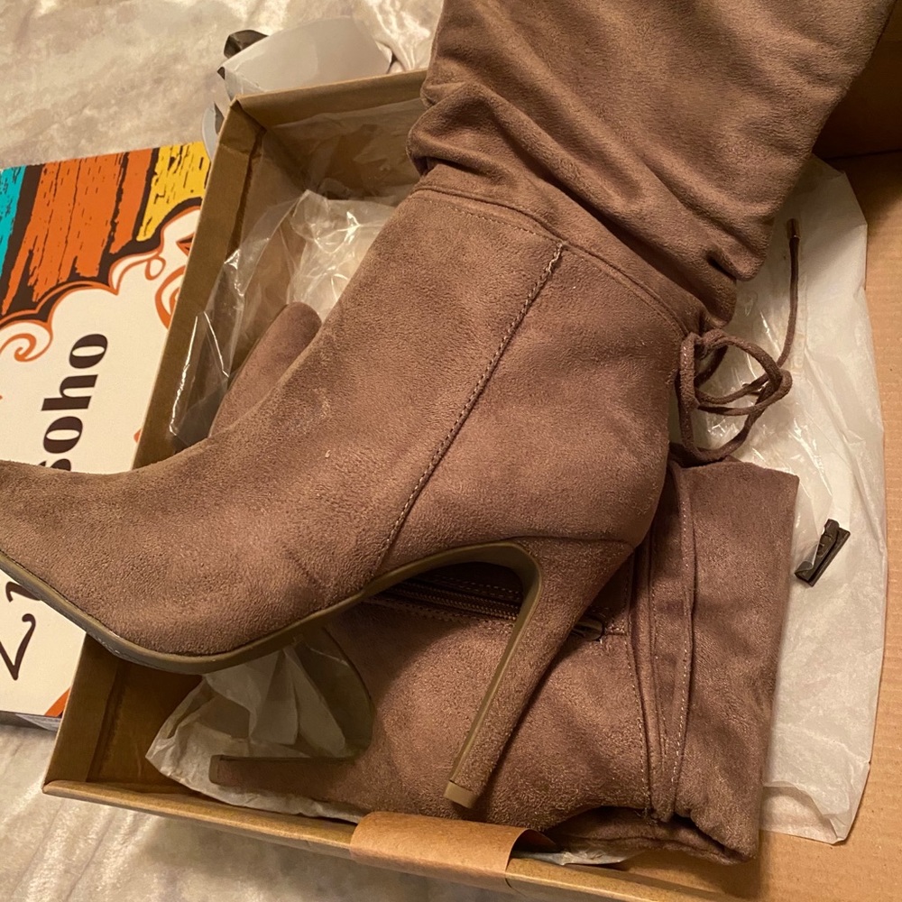 SOLD NWT tan faux suede